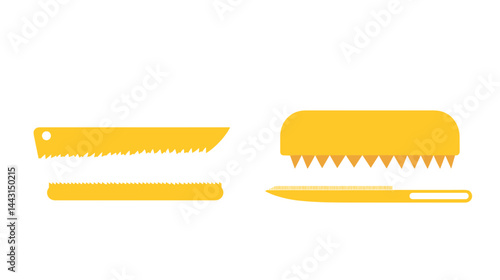 Yellow Saw Blades and Knife Set Illustration