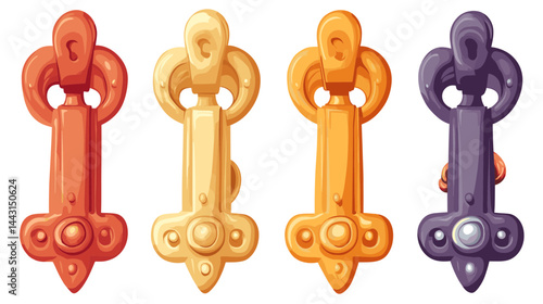 Ornamental Metal Door Knockers Pixel Art Set
