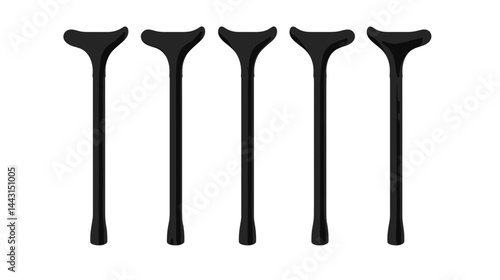 Row of Black Canes with U-Shaped Tops