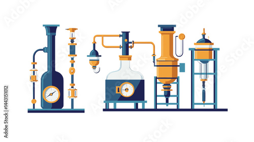 Retro Steampunk Distillation Equipment Illustration