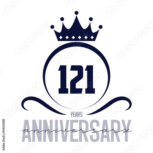 121 years logo design template. Anniversary vector and illustration template.