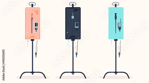 Three Easel Displays with Art Supplies in Pink Black and Teal