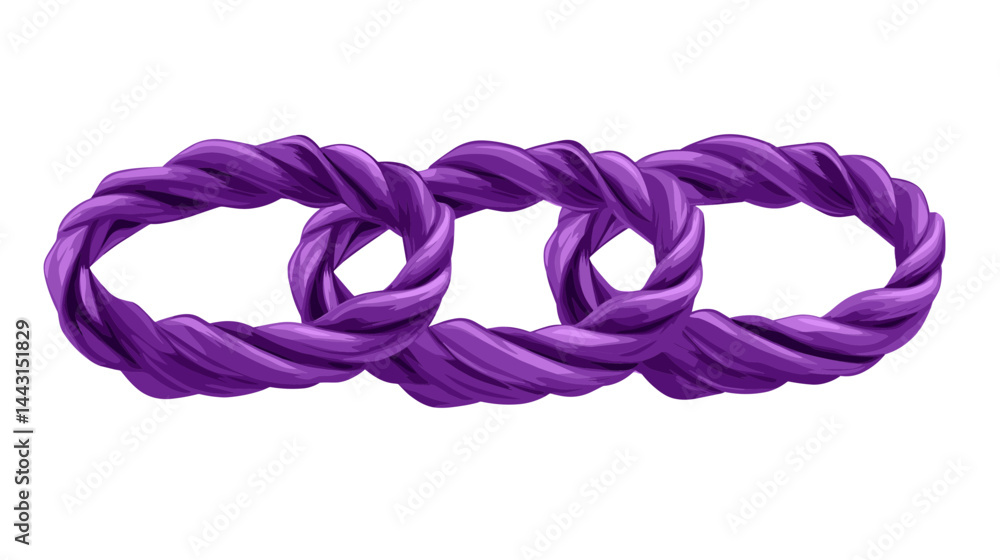 Three Intertwined Purple Ropes Abstract Design Three Intertwined Purple Ropes Abstract Design