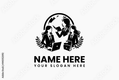 Elegant business woman logo icon in vector format, professional female silhouette isolated on white background for corporate and branding identity  