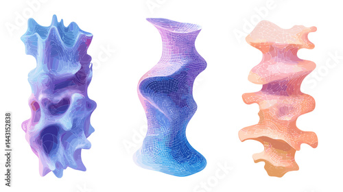Abstract 3D Sculptures: Swirling Pastel Forms
