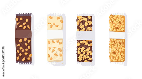 Assortment of Granola Bars with Nuts and Chocolate