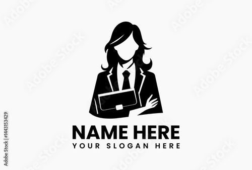 Elegant business woman logo icon in vector format, professional female silhouette isolated on white background for corporate and branding identity  