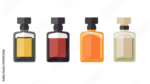 Collection of Colorful Perfume Bottles in Flat Design