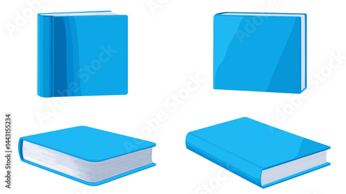Multiple Views of a Light Blue Book Illustration