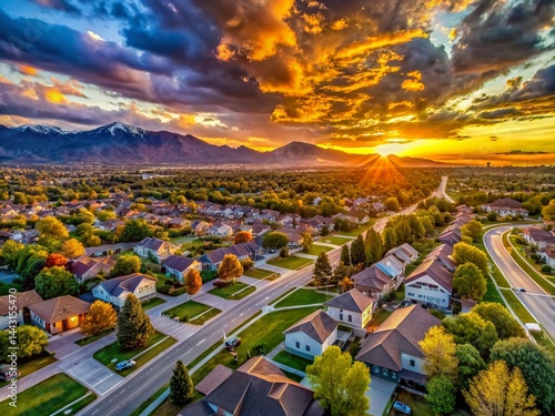 Utah County Suburban Homes Aerial Long Exposure Photography - Stunning Real Estate Views