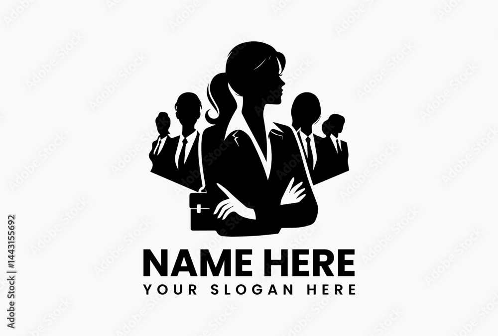 Professional female business logo design, vector woman icon in minimal silhouette style isolated on white background for executive branding Professional female business logo design, vector woman icon in minimal silhouette style isolated on white background for executive branding