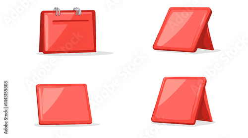 Red Blank Signs and Display Boards Mockup