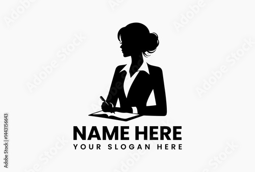 Empowered female business logo icon vector, modern silhouette of confident woman isolated on white background for branding and corporate identity