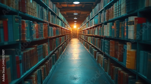 Wallpaper Mural Long aisle of antique books in a library. Torontodigital.ca