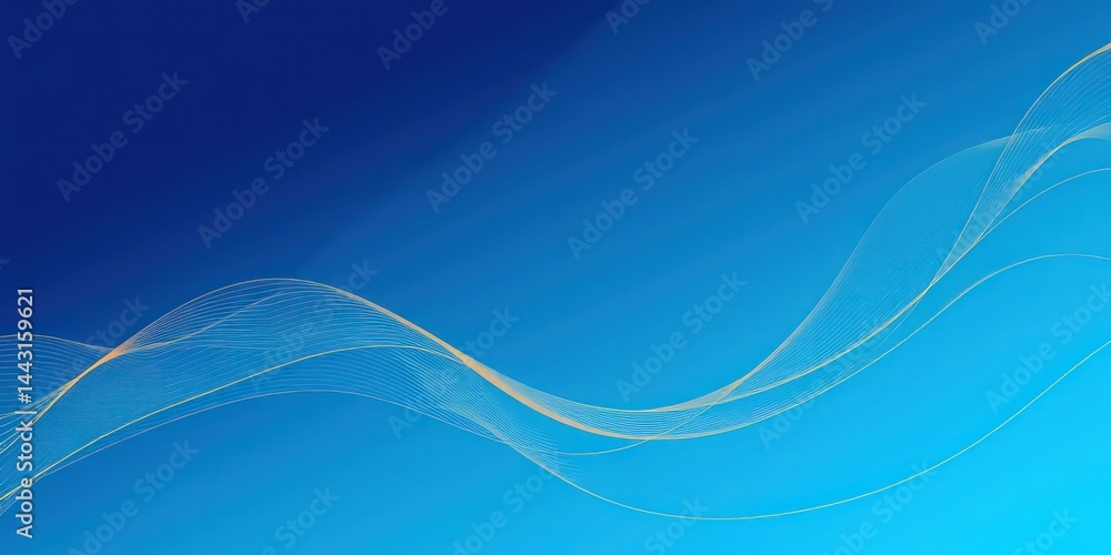 Abstract Design of Elegant Golden Waves on a Blue Background Abstract Design of Elegant Golden Waves on a Blue Background