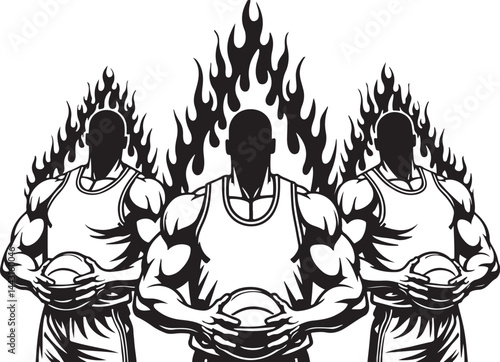 Powerful Basketball Team Illustration art vector