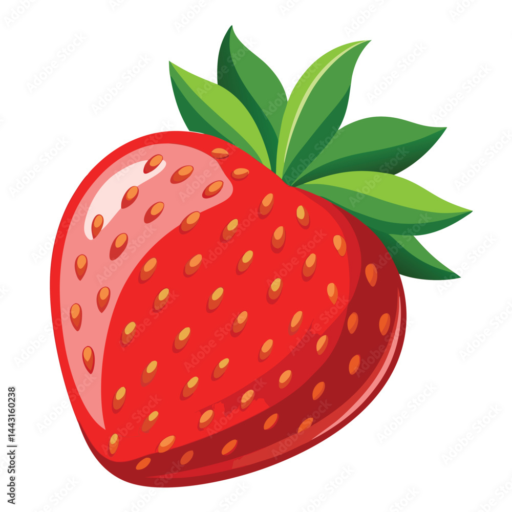 Obraz premium Ripe Strawberry with Leaves