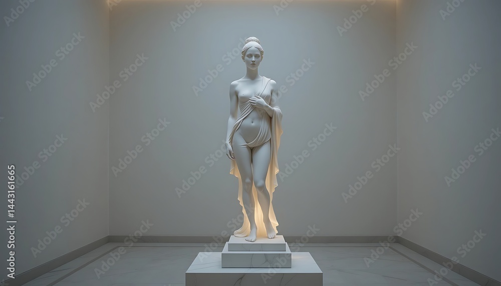 Statue of a Figure in a Museum Gallery Under Soft Lighting Statue of a Figure in a Museum Gallery Under Soft Lighting