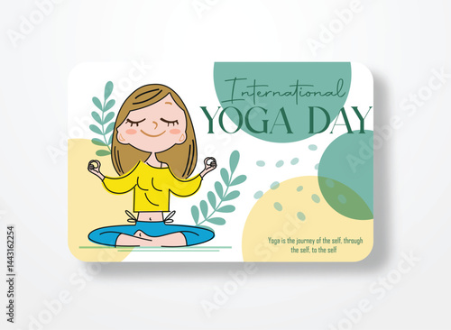 International Yoga day 21 June web banner EPS10 vector. Meditation Practice Yoga Colorful Fitness Concept. Vector illustration
