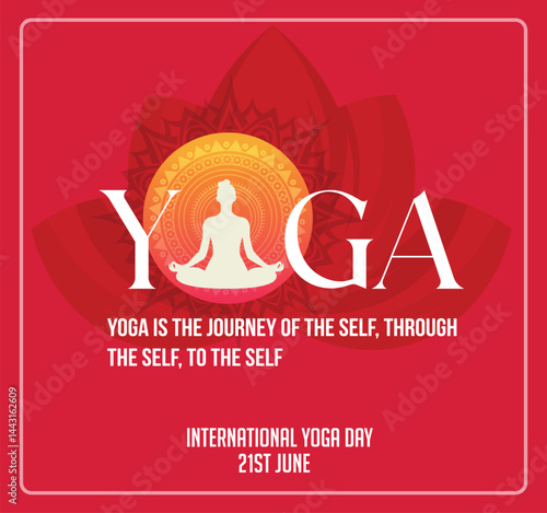 International Yoga day 21 June web banner EPS10 vector. Meditation Practice Yoga Colorful Fitness Concept. Vector illustration
