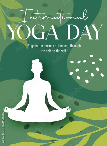 International Yoga day 21 June web banner EPS10 vector. Meditation Practice Yoga Colorful Fitness Concept. Vector illustration