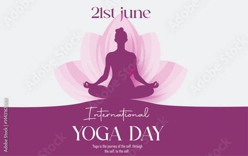 International Yoga day 21 June web banner EPS10 vector. Meditation Practice Yoga Colorful Fitness Concept. Vector illustration