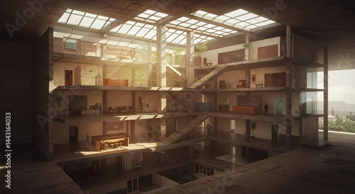 Wallpaper Mural Architectural marvel: Unveiling the layers of a stunning building's interior, a captivating glimpse into modern design and space utilization. Torontodigital.ca