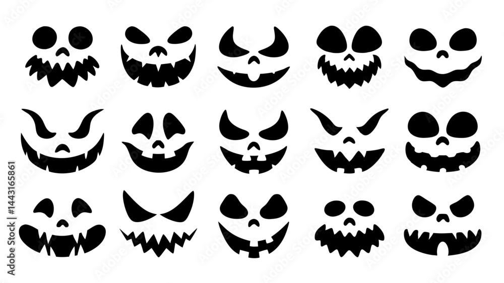 Fototapeta premium Set of Halloween scary pumpkins cut
