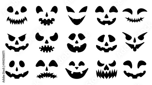 Set of Halloween scary pumpkins cut