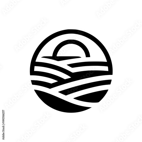 Minimalist Black & White Sunset Logo - Circle Design