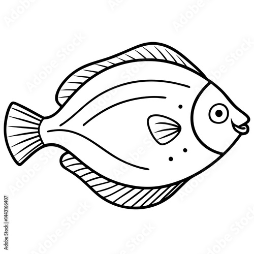 Flounder in a Single Stroke Vector Illustration