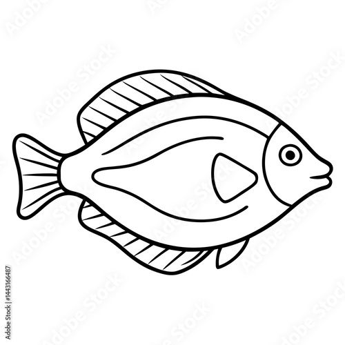 Flounder in a Single Stroke Vector Illustration
