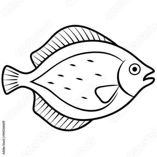 Flounder in a Single Stroke Vector Illustration