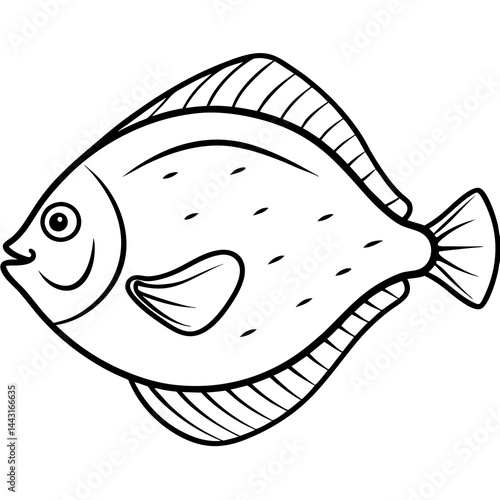 Flounder in a Single Stroke Vector Illustration