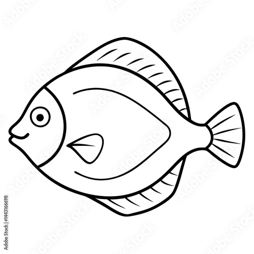 Flounder in a Single Stroke Vector Illustration