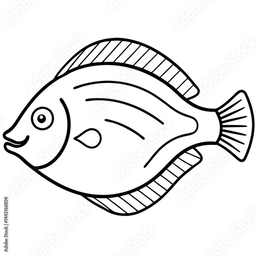 Flounder in a Single Stroke Vector Illustration