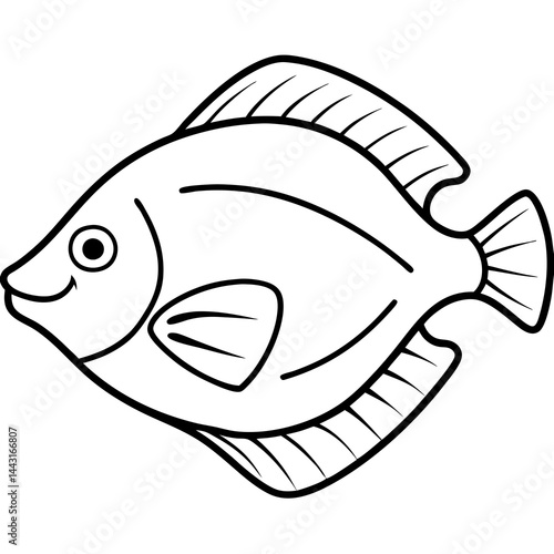 Flounder in a Single Stroke Vector Illustration