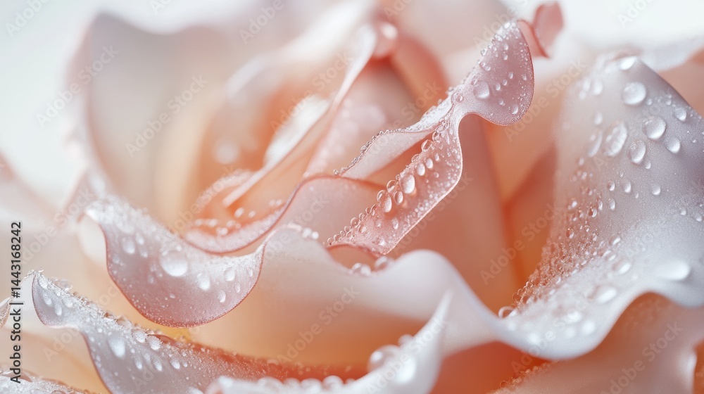 Close-up of a delicate pink rose with droplets. Close-up of a delicate pink rose with droplets.