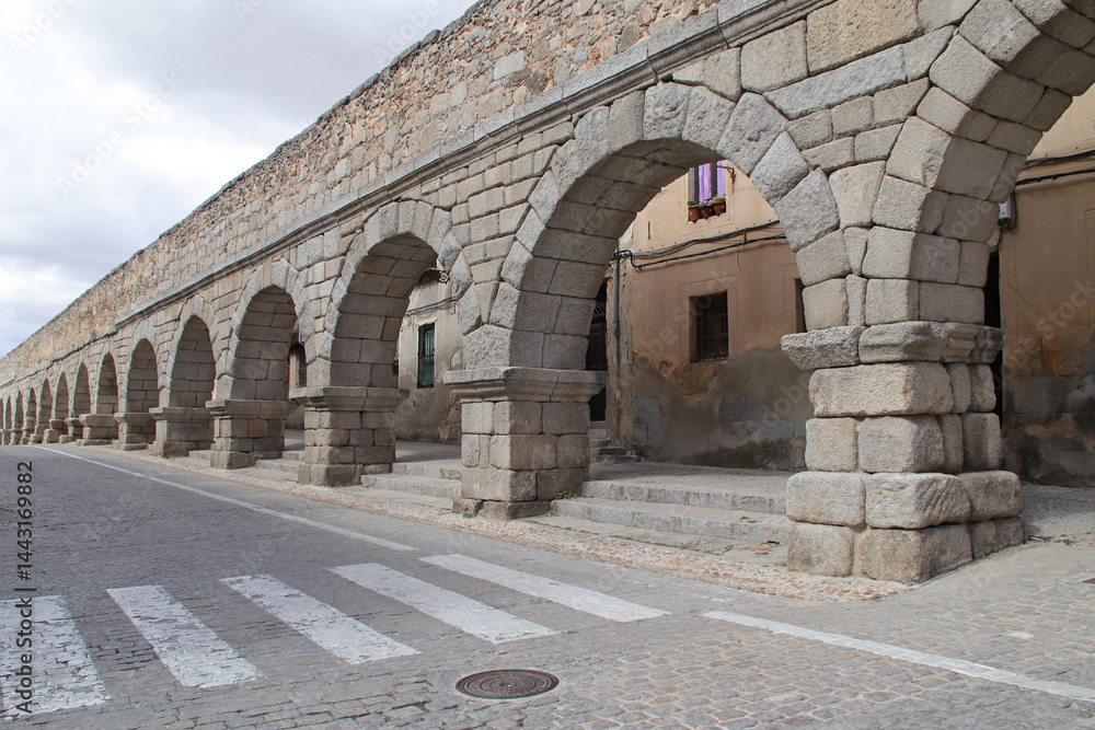 ruined ancient aqueduct in segovia in spain