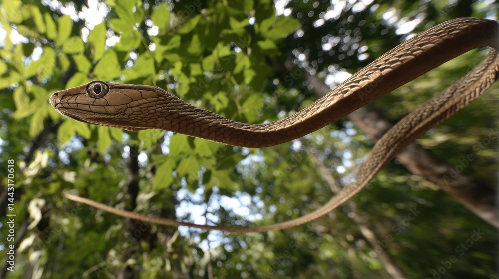 Naklejka premium Vine Snake in the Canopy: Camouflage and Nature