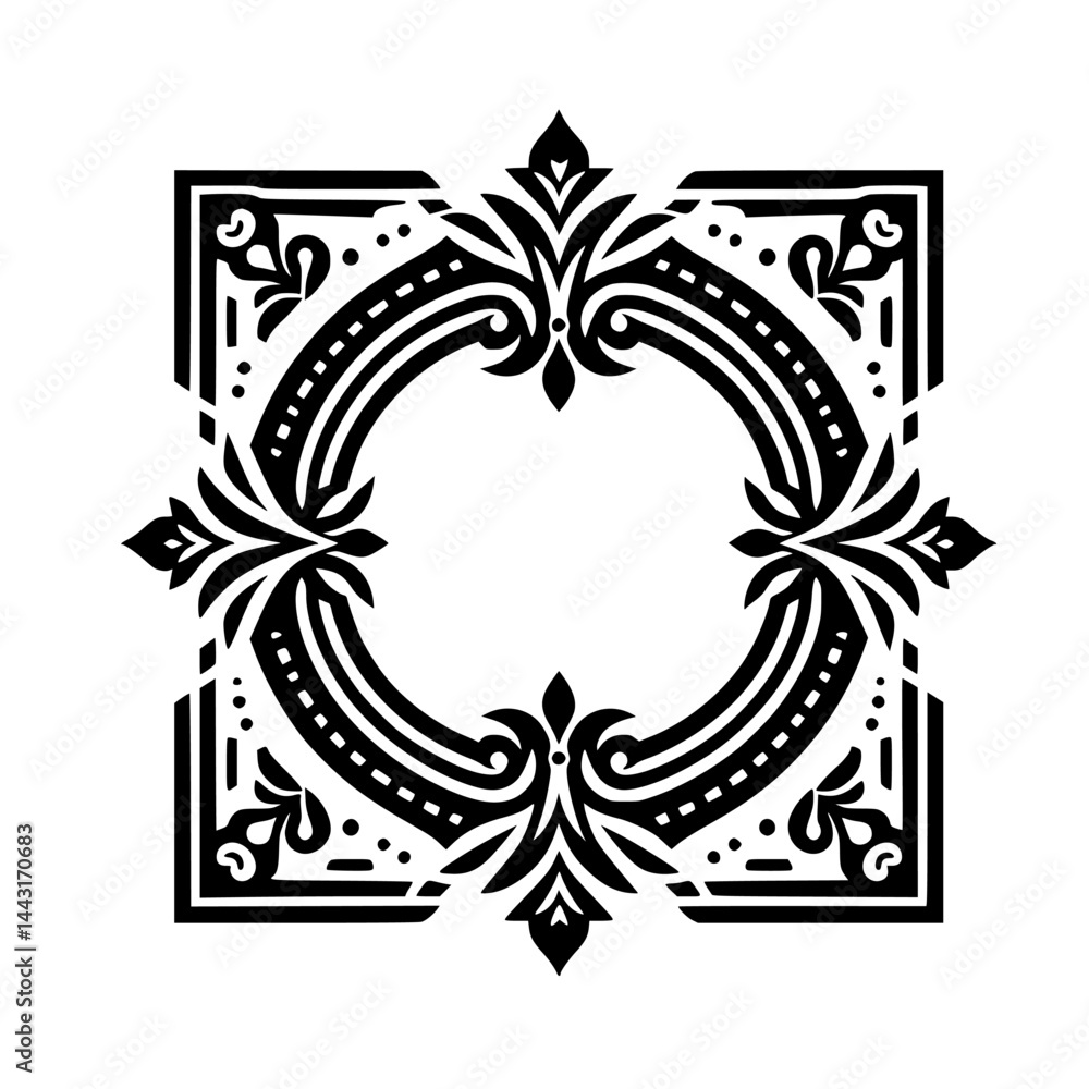 Fototapeta premium Elegant Black & White Ornamental Frame Design