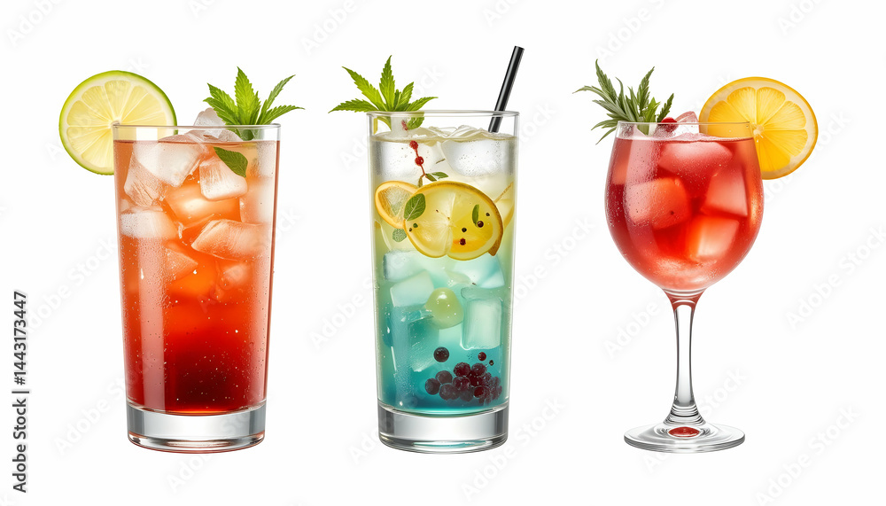 Layered cocktails in glasses Layered cocktails in glasses