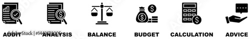 Accounting banner web icon vector illustration concept for business and finance with an icon of the audit, analysis, balance, budget, calculation