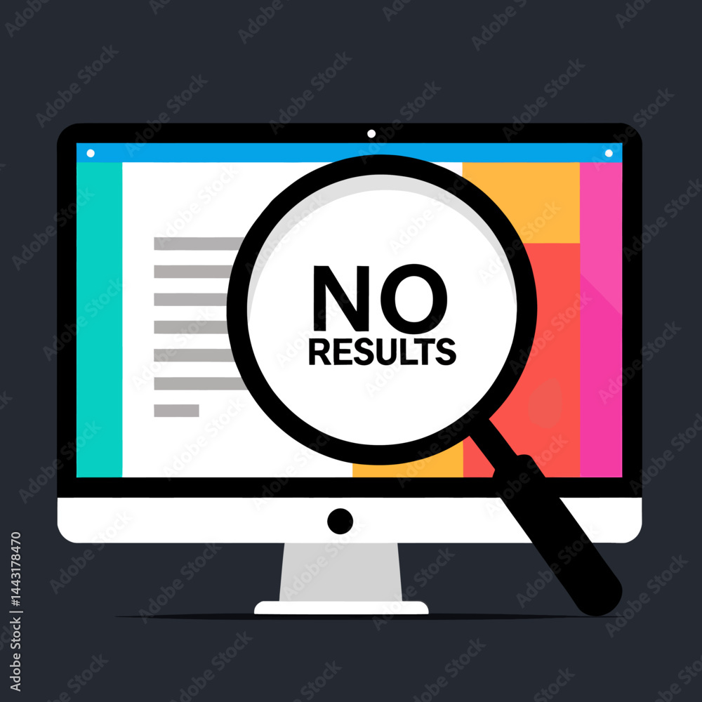 No Results Found Concept Illustration_Computer Screen with Magnifying Glass Showing Empty Search_Website Error Message Graphic Design No Results Found Concept Illustration_Computer Screen with Magnifying Glass Showing Empty Search_Website Error Message Graphic Design