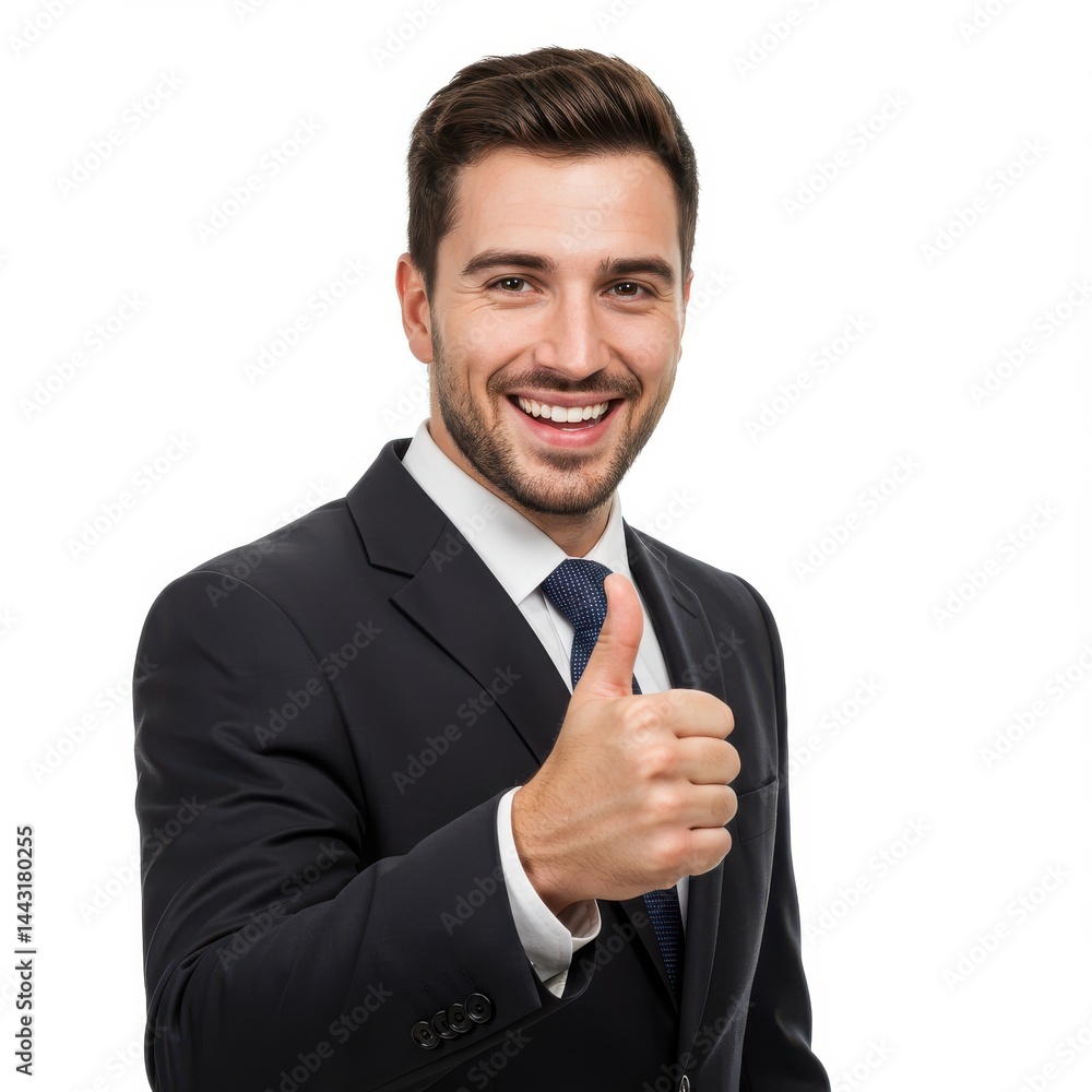 Smiling man giving thumbs up isolate on white background Smiling man giving thumbs up isolate on white background