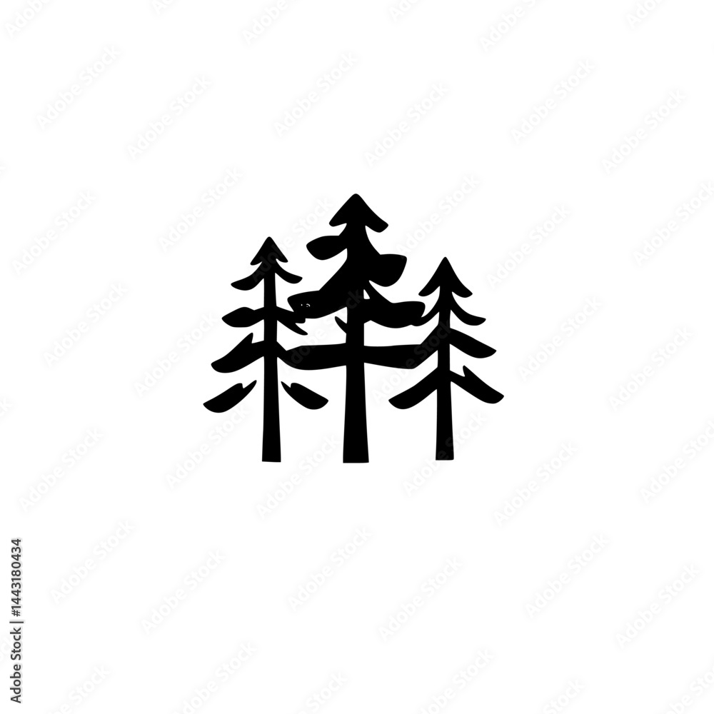 Fototapeta premium Minimalist Black & White Tree Icon, Rustic Design, Isolated