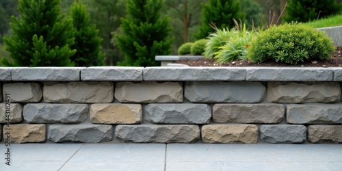 Wallpaper Mural Rustic Stone Retaining Wall in a Serene Garden Setting with Lush Greenery Torontodigital.ca