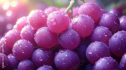 Wallpaper Mural Juicy Purple Grapes with Dew Drops: A Close-Up Macro Photography Torontodigital.ca