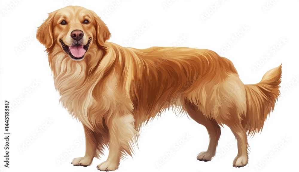 Obraz premium Happy Golden Retriever Dog Portrait On A White Background