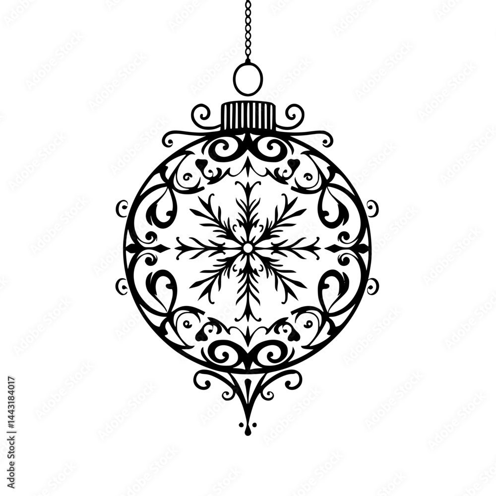 Fototapeta premium Elegant Black & White Christmas Ornament Vector Illustration